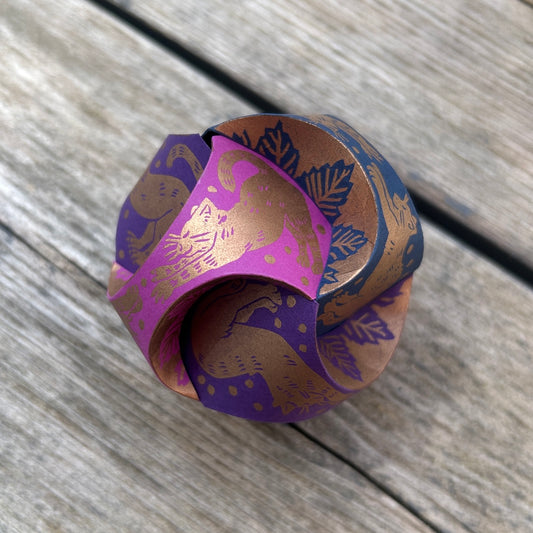 Copper Cats - Hand-Printed Paper Ornament (DIY)