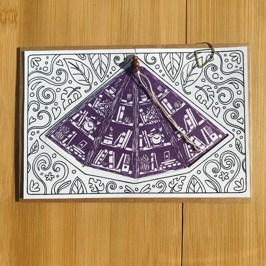Tiny Bookcase - Hand-Printed Paper Ornament (DIY)