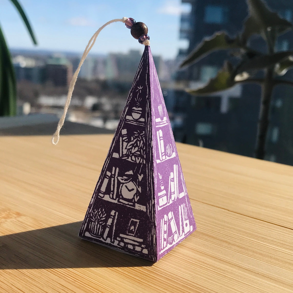 Tiny Bookcase - Hand-Printed Paper Ornament (DIY)
