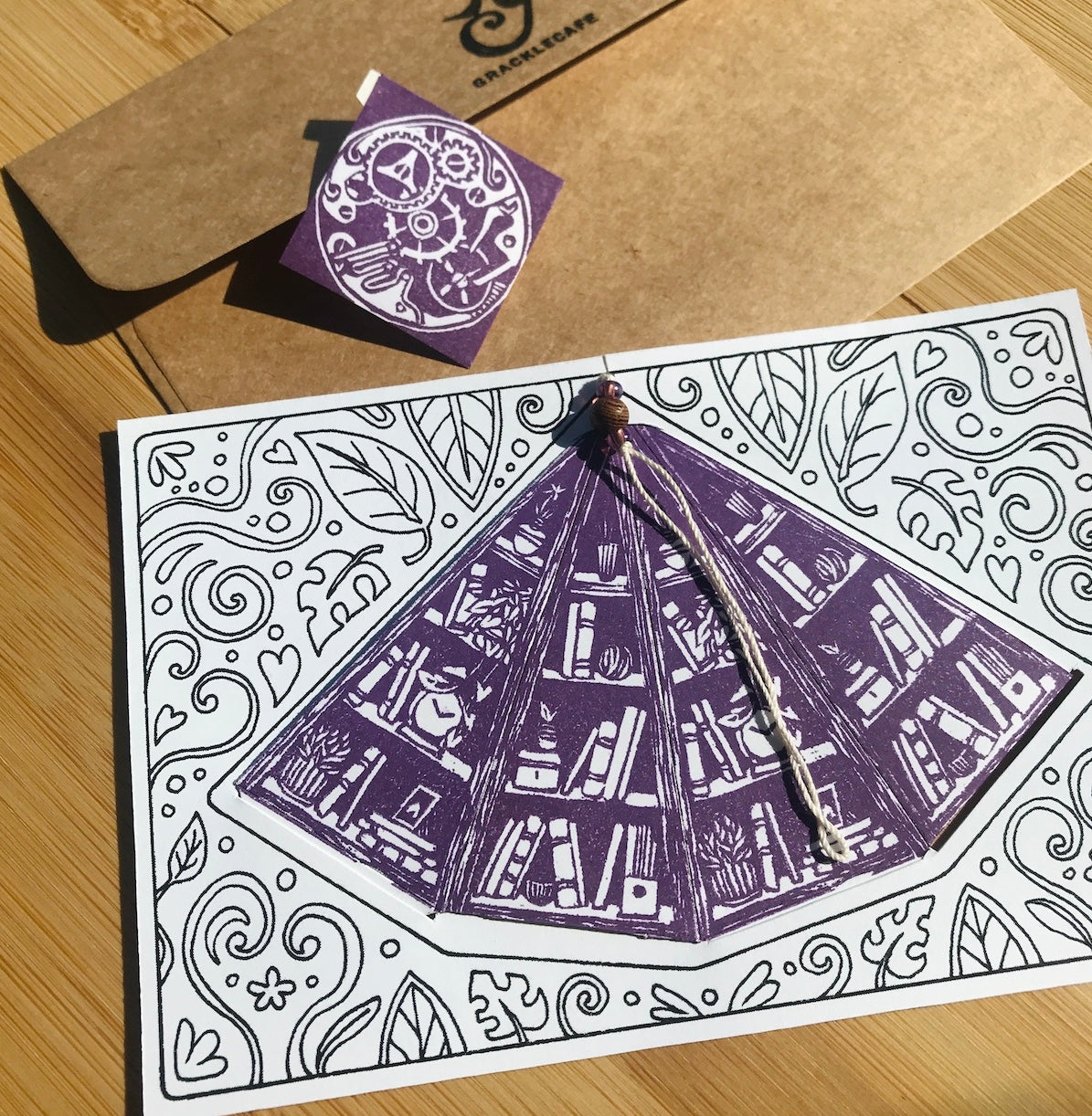 Tiny Bookcase - Hand-Printed Paper Ornament (DIY)