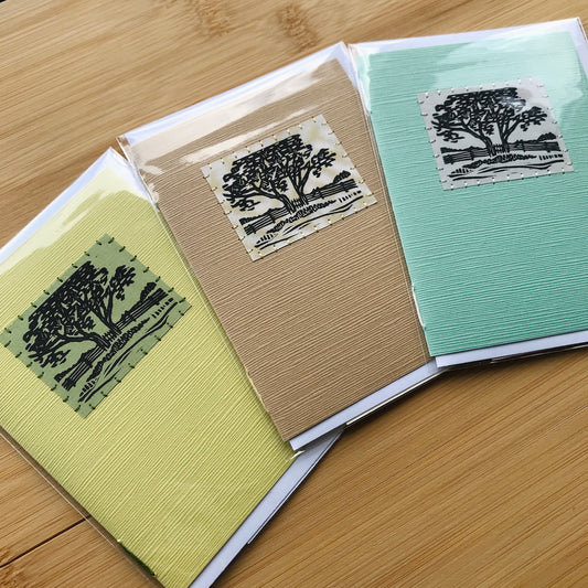 Two Trees - Original Linocut Art Card (Individual)