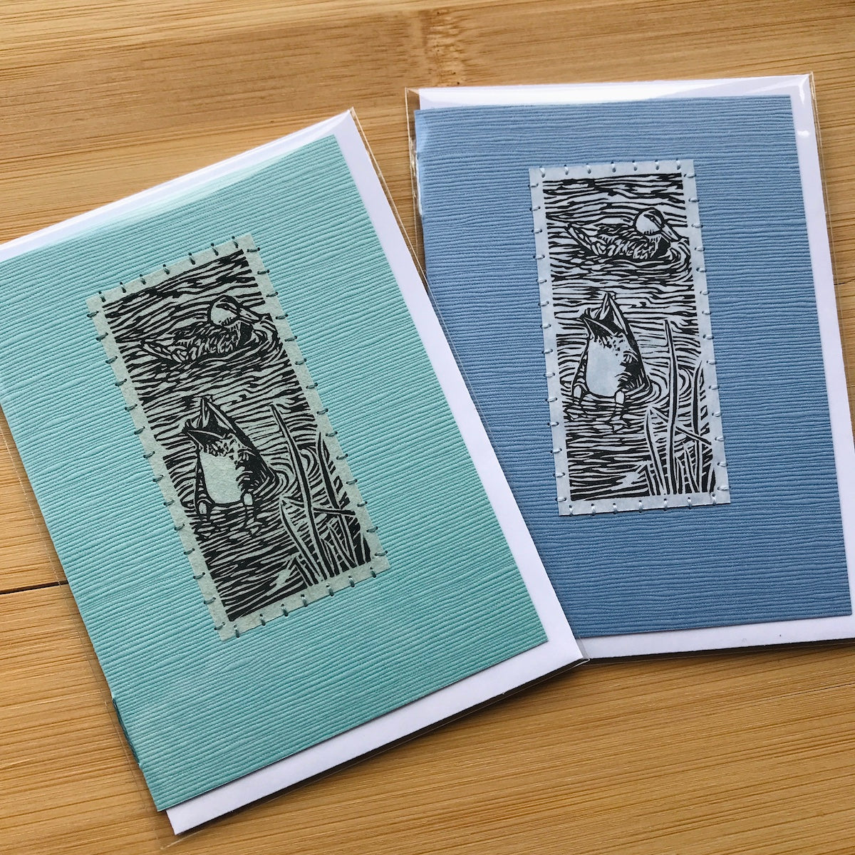 Diving Duck - Original Linocut Art Card (Individual)
