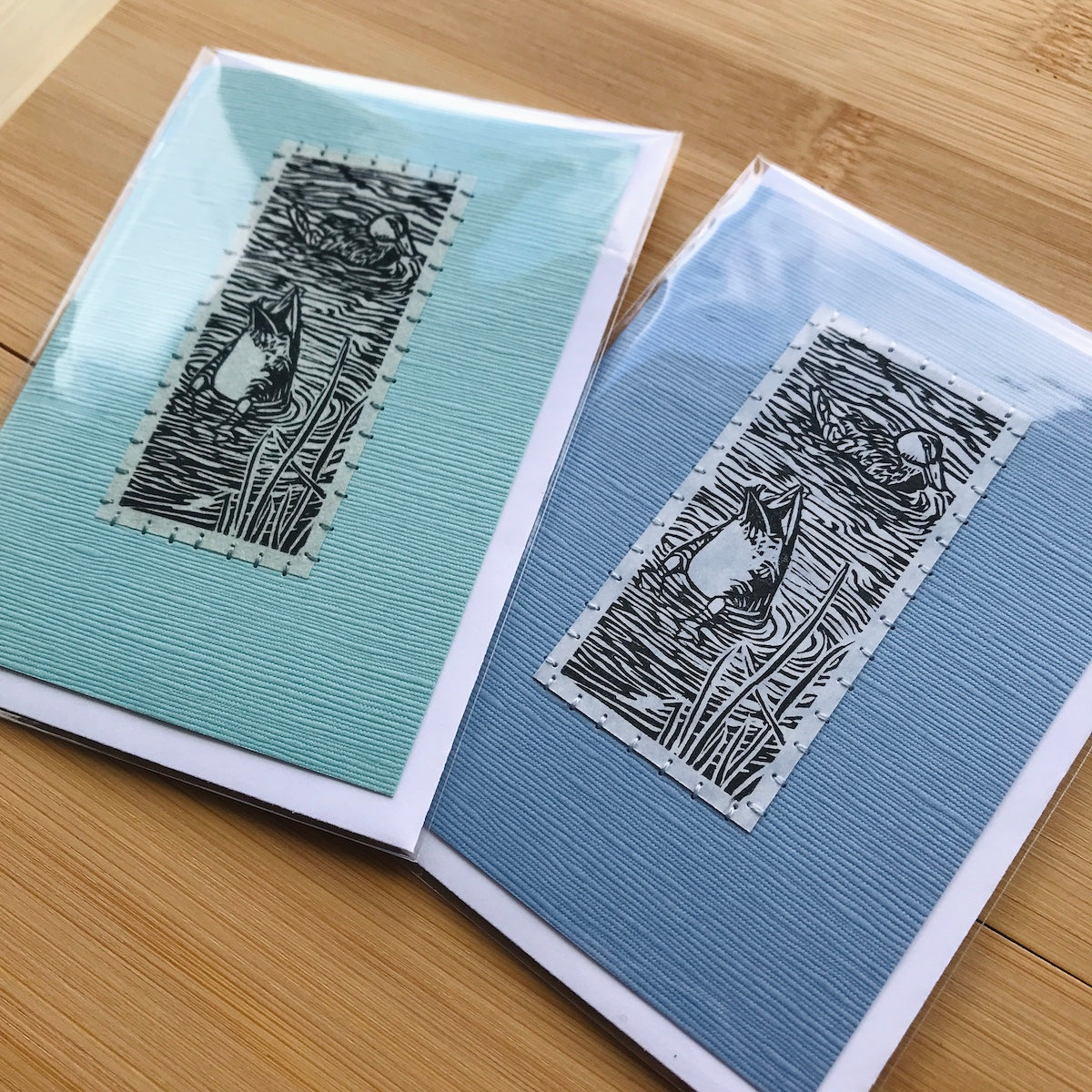 Diving Duck - Original Linocut Art Card (Individual)