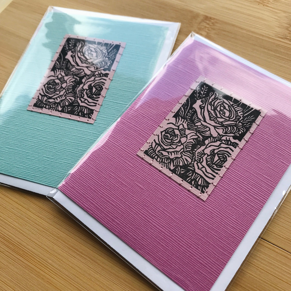 Bouquet of Roses - Original Linocut Art Card (Individual)