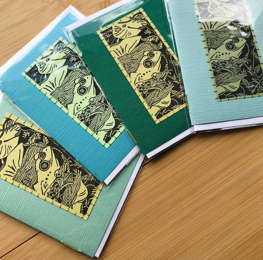 Bullfrog - Original Linocut Art Card (Individual)