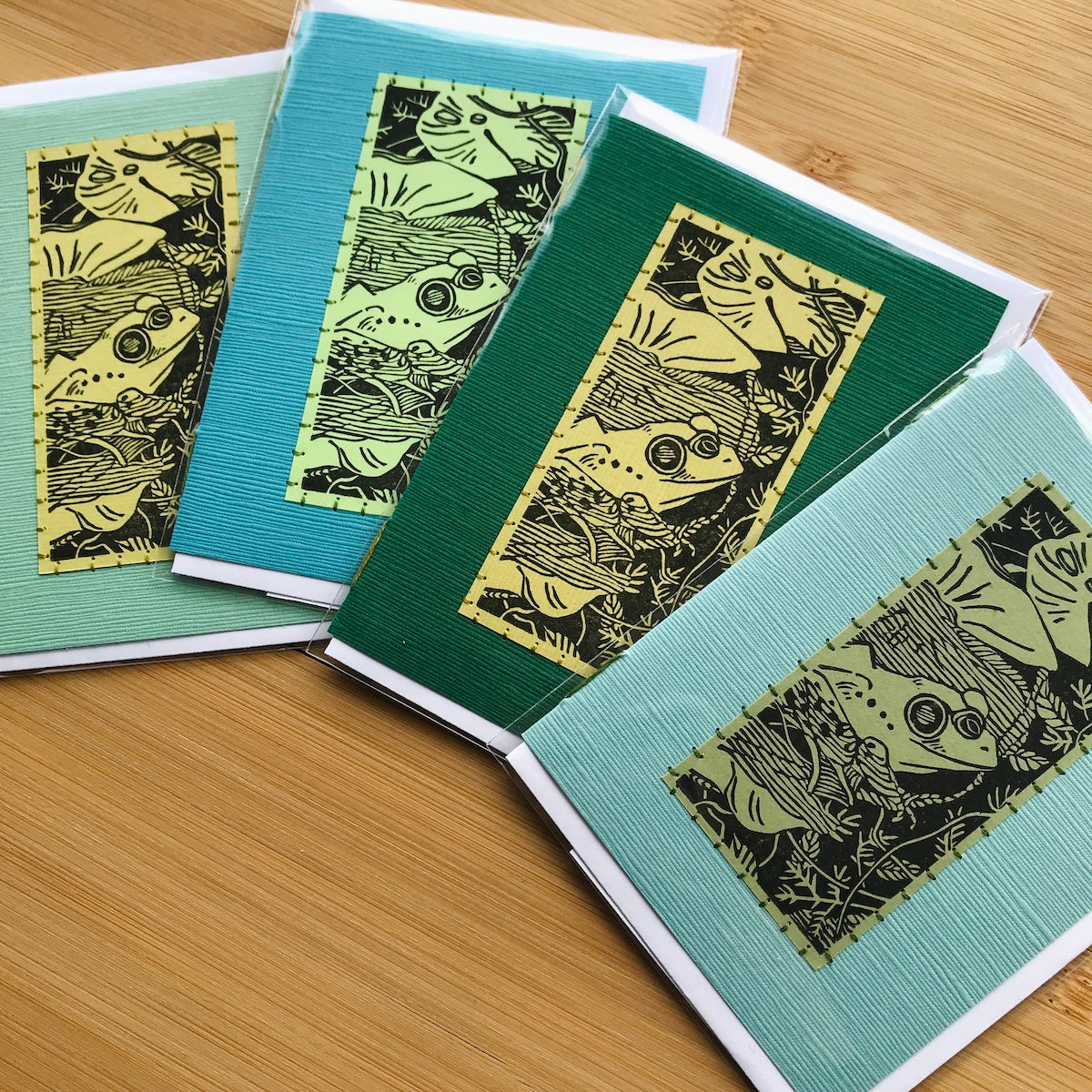 Bullfrog - Original Linocut Art Card (Individual)