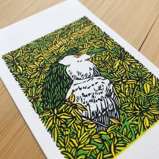 Black-Crowned Night Heron - Linocut Print