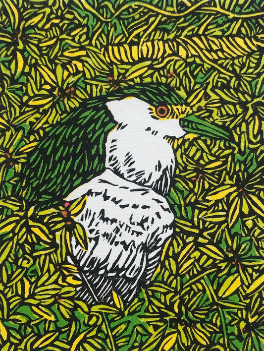 Black-Crowned Night Heron - Linocut Print