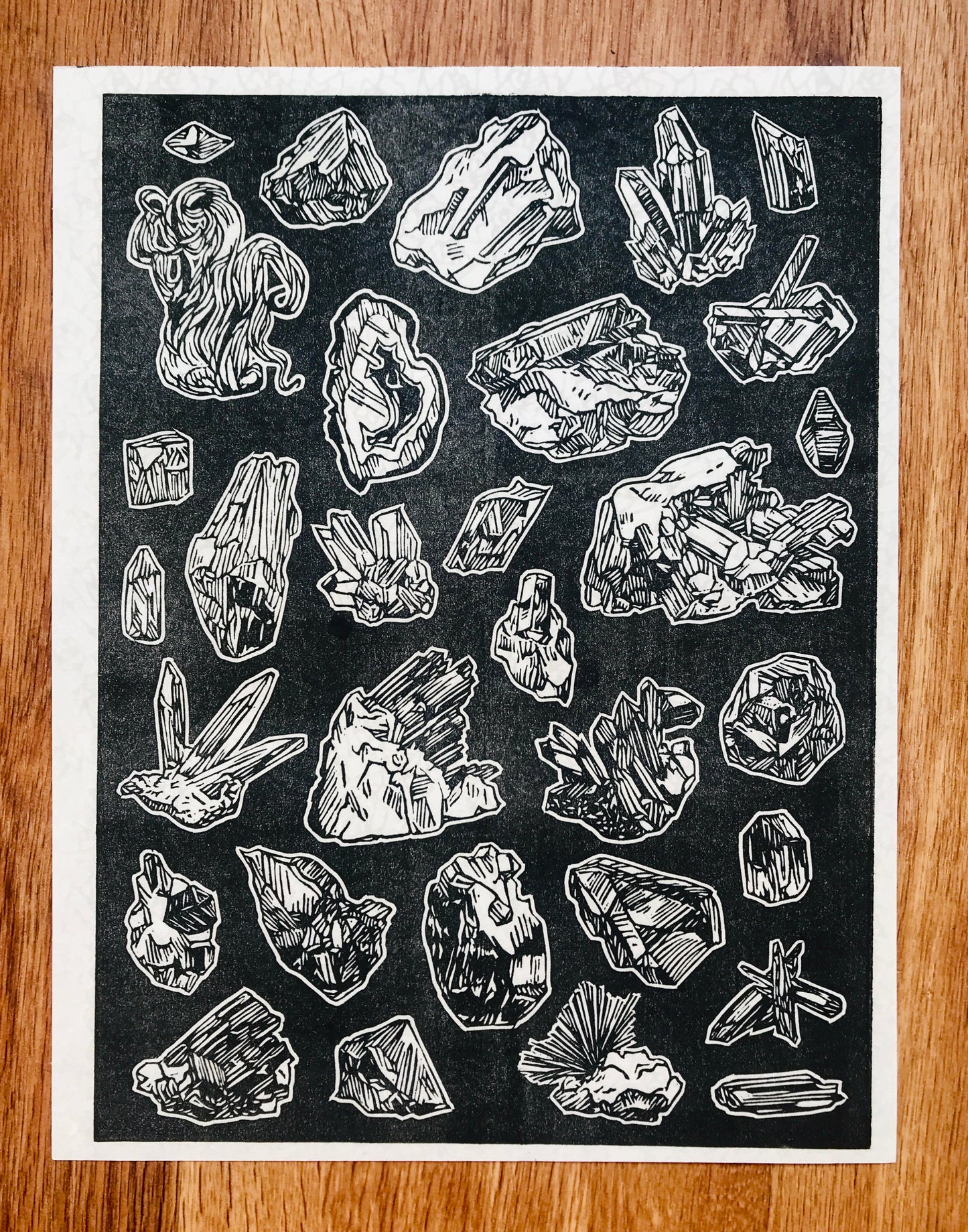 Minerals - Linocut Print