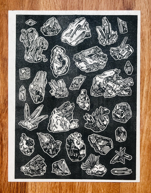 Minerals - Linocut Print