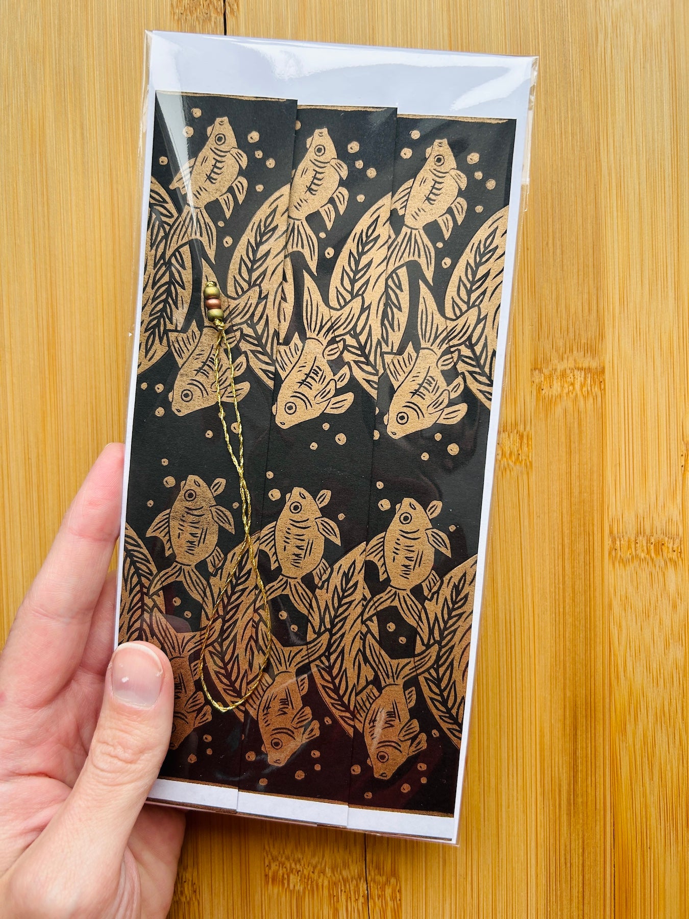 Gold Fishes - Hand-Printed Paper Ornament (DIY)