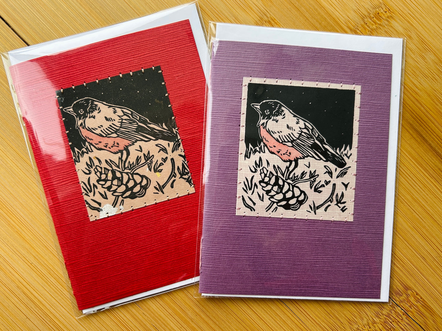 Robin - Original Linocut Art Card (Individual)