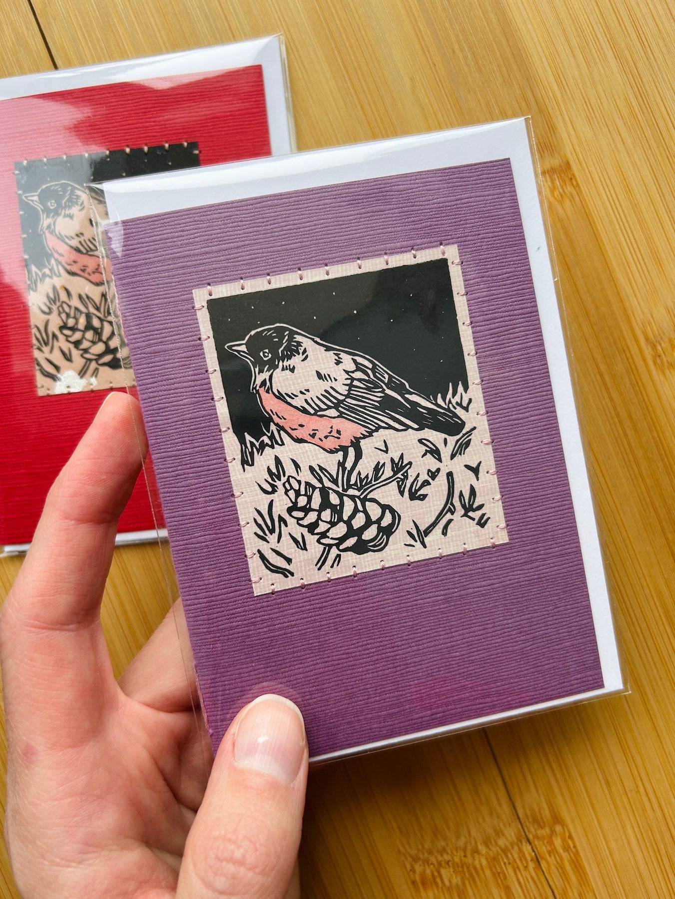 Robin - Original Linocut Art Card (Individual)