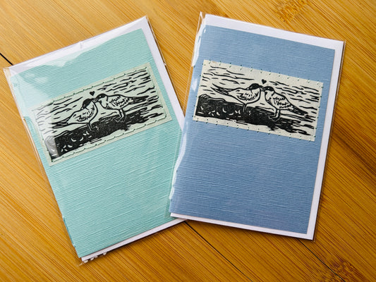Caspian Terns - Original Linocut Art Card (Individual)