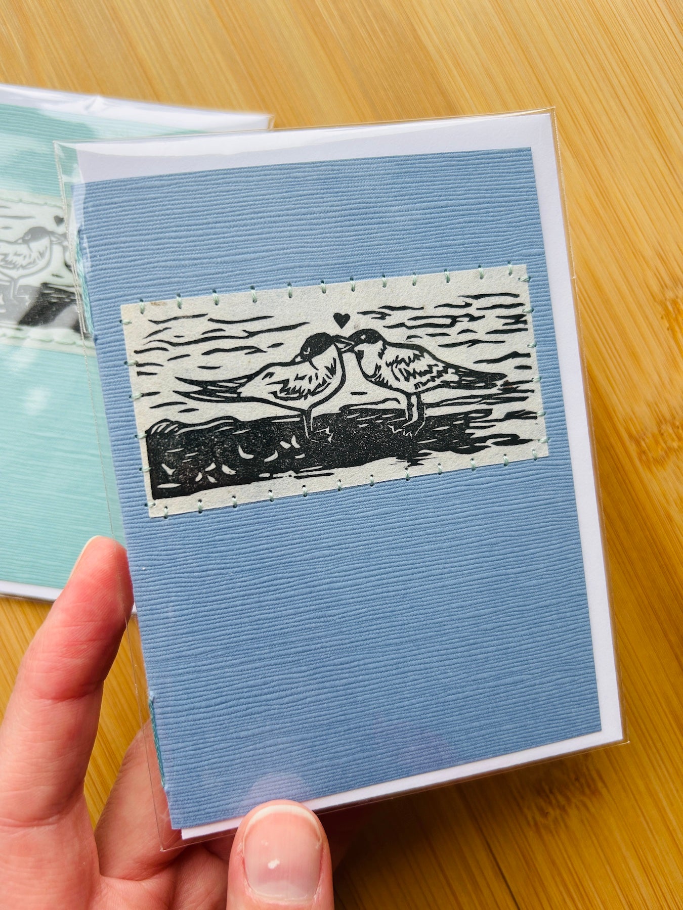 Caspian Terns - Original Linocut Art Card (Individual)