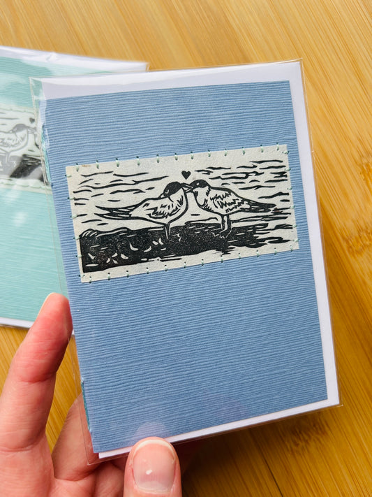 Caspian Terns - Original Linocut Art Card (Individual)