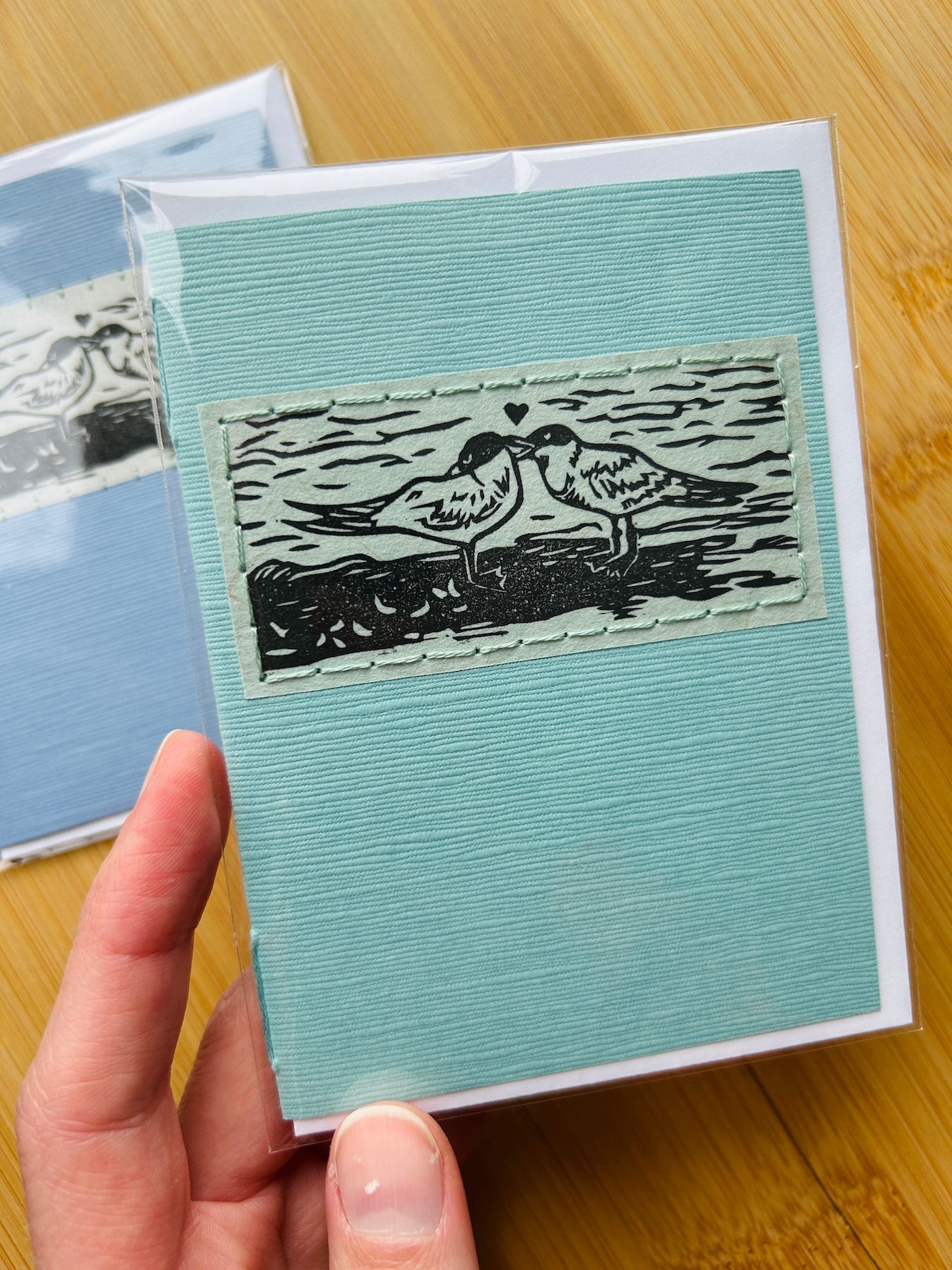 Caspian Terns - Original Linocut Art Card (Individual)