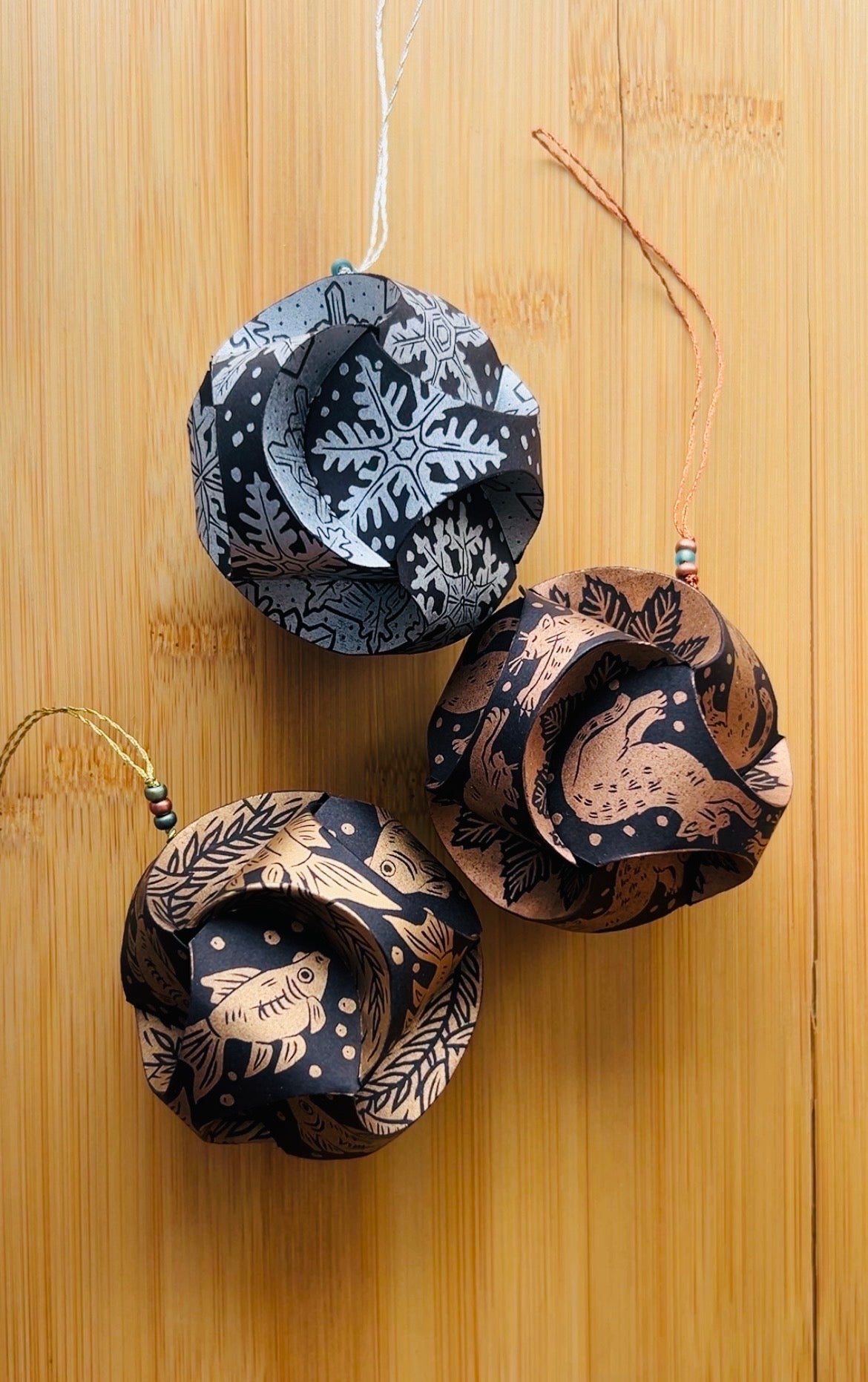 Gold Fishes - Hand-Printed Paper Ornament (DIY)