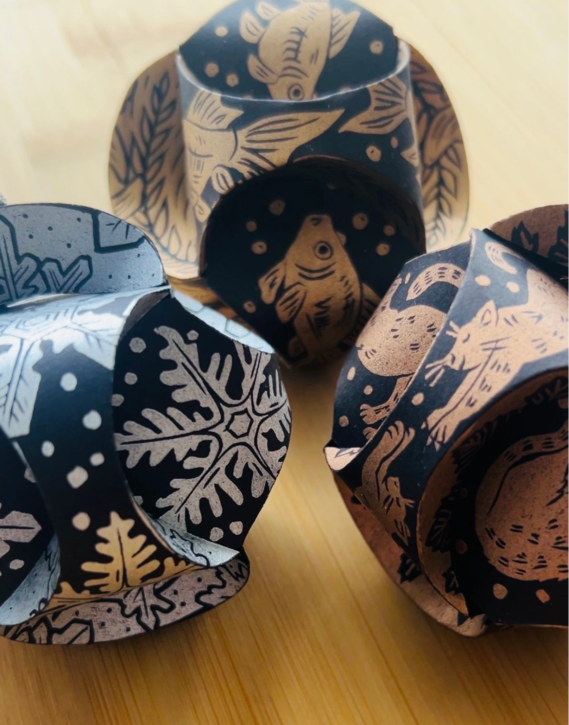 Silver Snowflakes - Hand-Printed Paper Ornament (DIY)