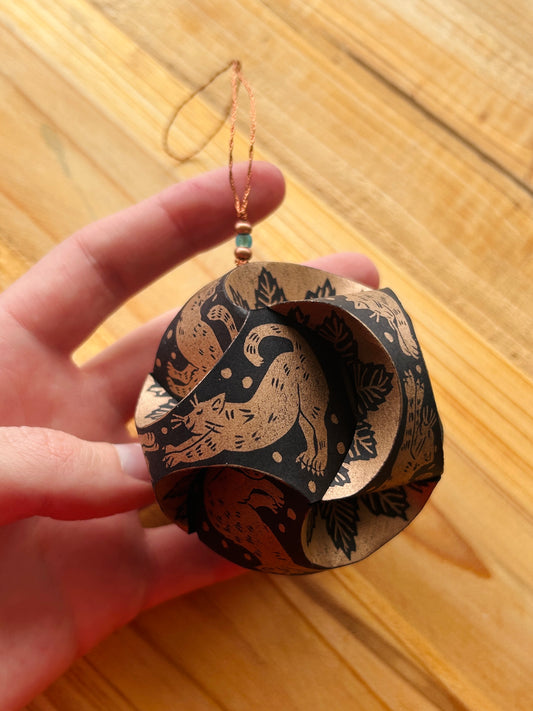 Copper Cats - Hand-Printed Paper Ornament (DIY)