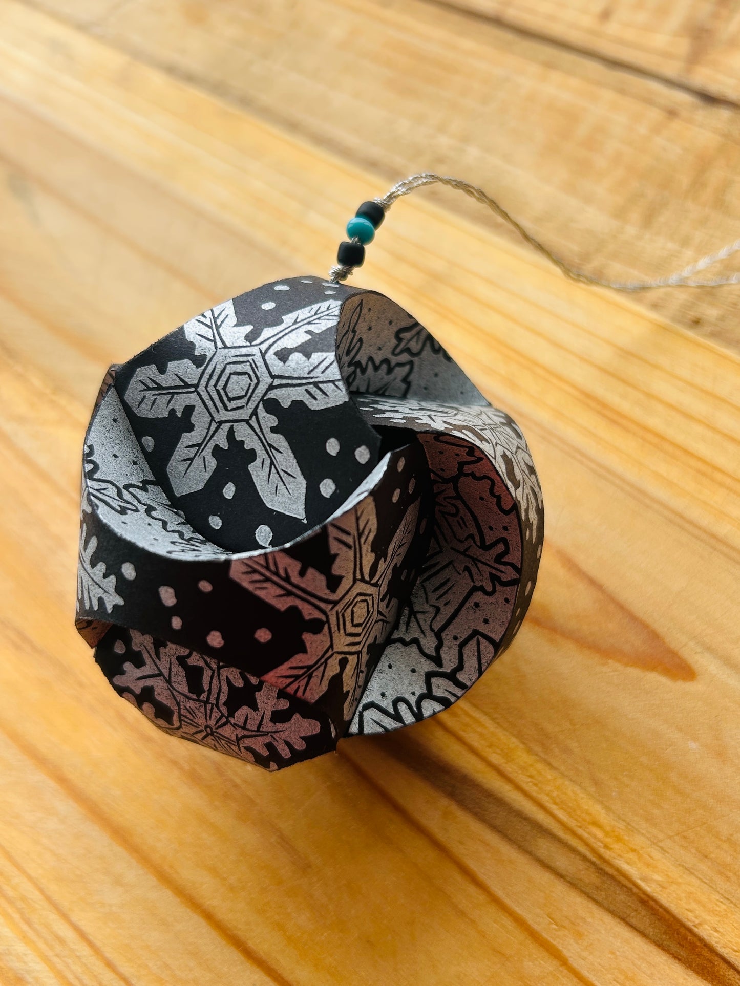 Silver Snowflakes - Hand-Printed Paper Ornament (DIY)