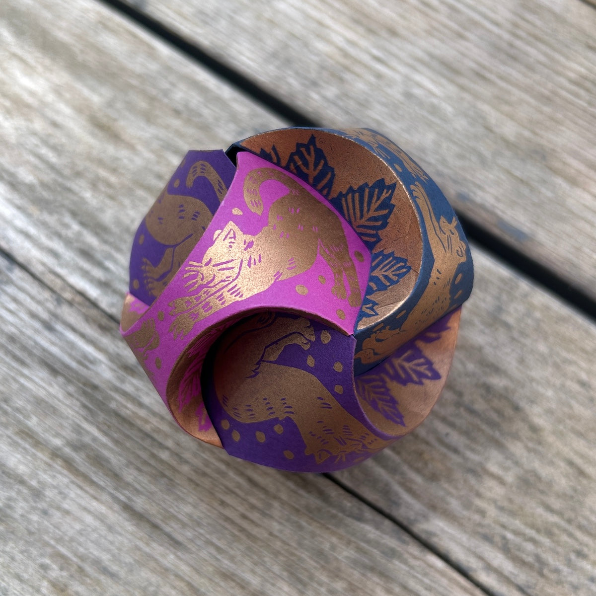 Copper Cats - Hand-Printed Paper Ornament (DIY)