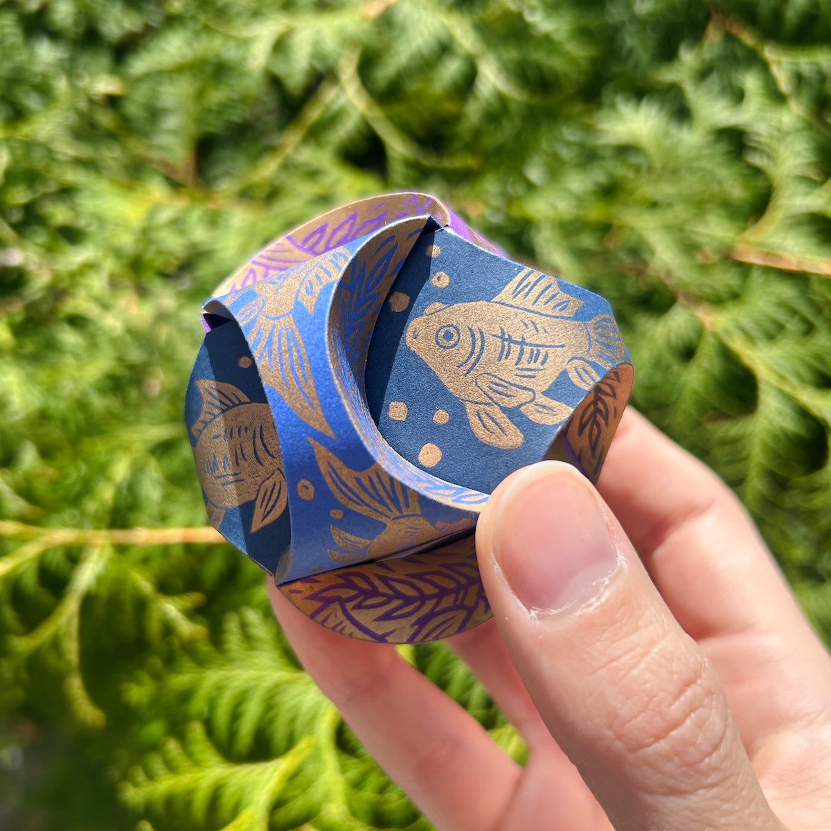 Gold Fishes - Hand-Printed Paper Ornament (DIY)