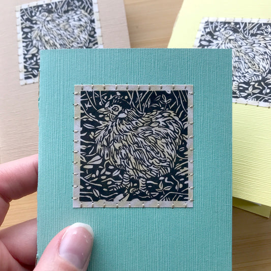 Fluffy Chicken - Original Linocut Art Card (Individual)