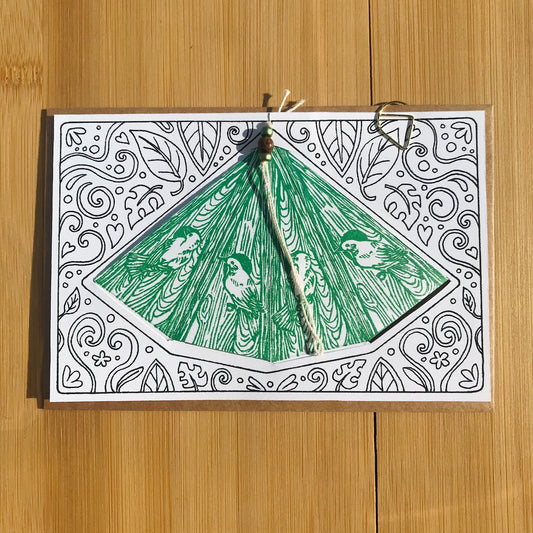 Birdhouse - Hand-Printed Paper Ornament (DIY)