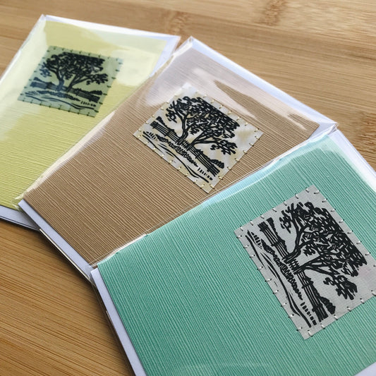 Two Trees - Original Linocut Art Card (Individual)