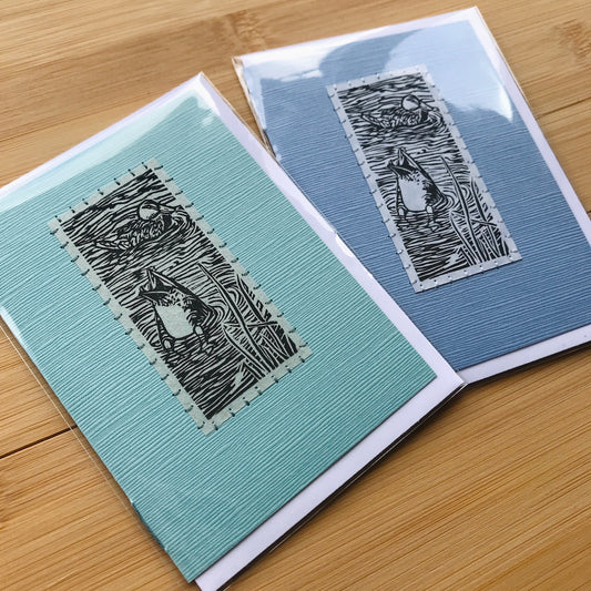 Diving Duck - Original Linocut Art Card (Individual)