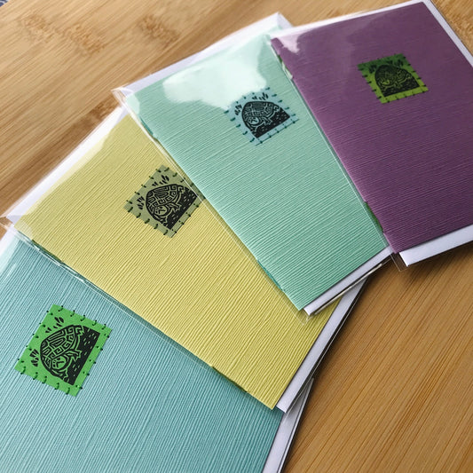 Grumpy Turtle - Original Linocut Art Card (Individual)
