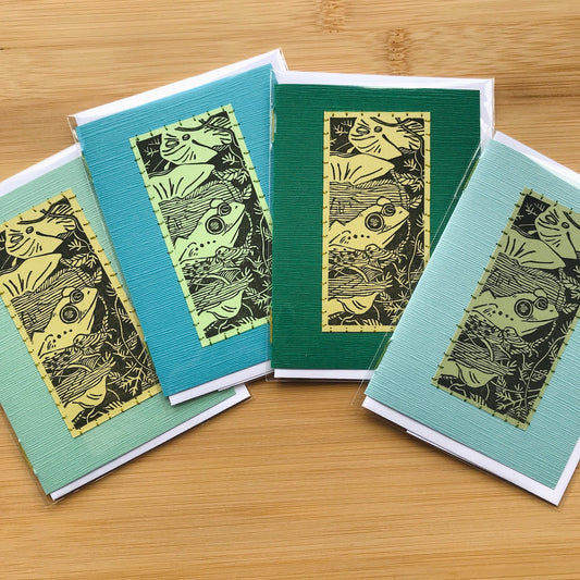 Bullfrog - Original Linocut Art Card (Individual)